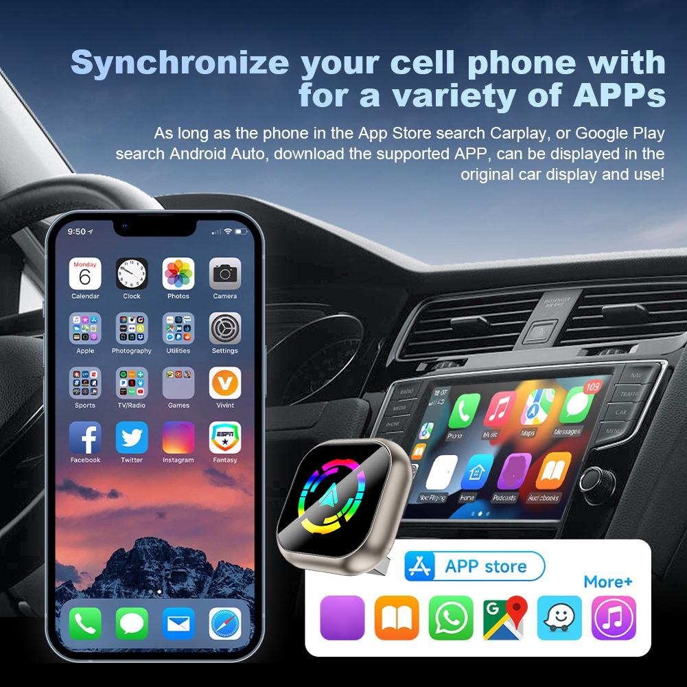 2 in 1 Wireless CarPlay Android Auto Adapter Smart Box Convert Wired To Wireless Smart USB Dongle Auto Connect for Factory Wired