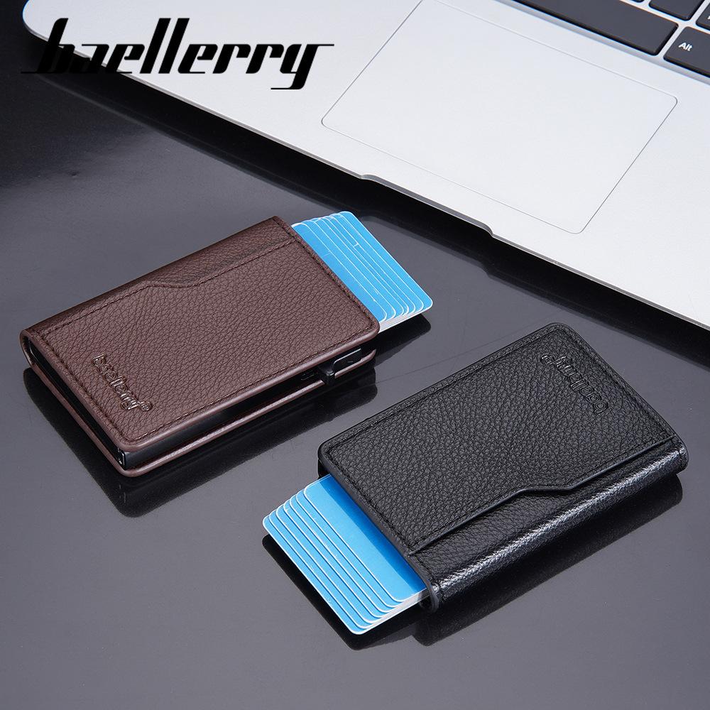 Men's card bag, new lychee pattern hot-selling RFID side push card minimalist card clip for men