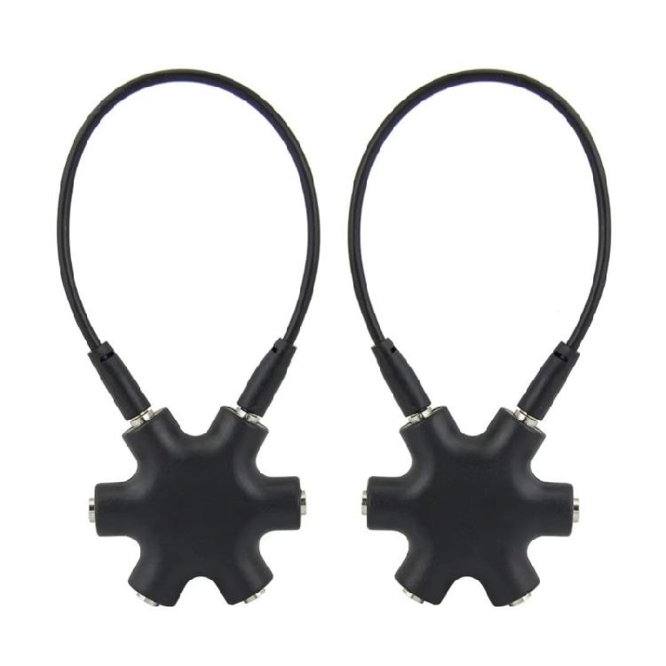 6 in 1 Music Sharing Hubs 3.5mm Jacks Splitter Supports 5 Headphones Simultaneous Playbacks AntiInterference Coppers Cores