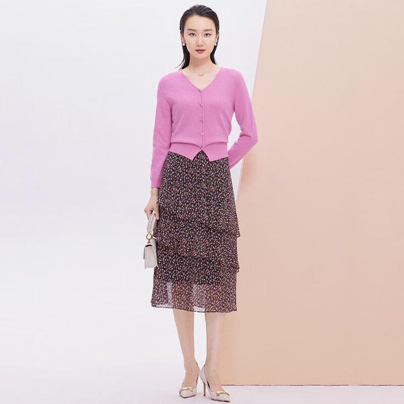 JESSIE Mulberry Silk Youthful Tiered A-line Skirt
