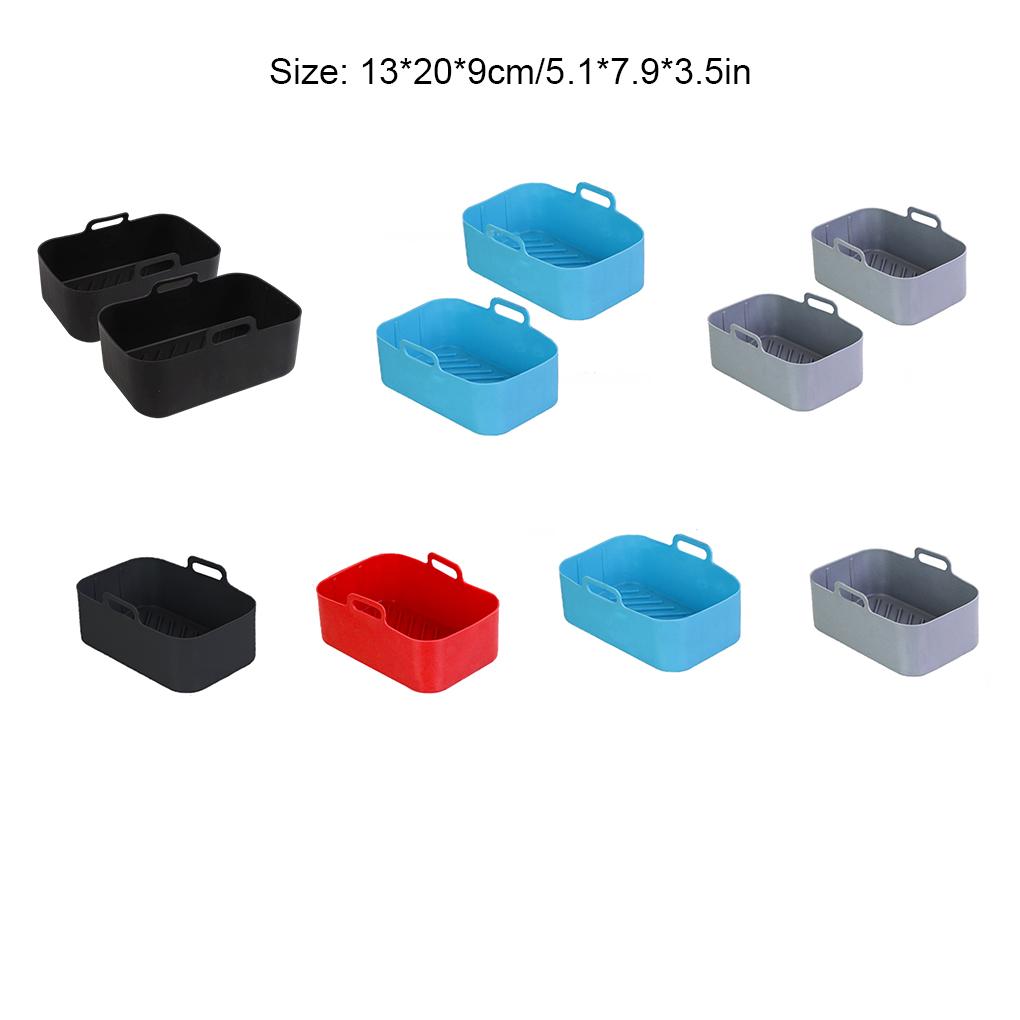 Air Fryer Cooking Tray with Handle Temperature Non-Fading Liner Reusable Silicone Basket Kitchen Cake Steak Accessories