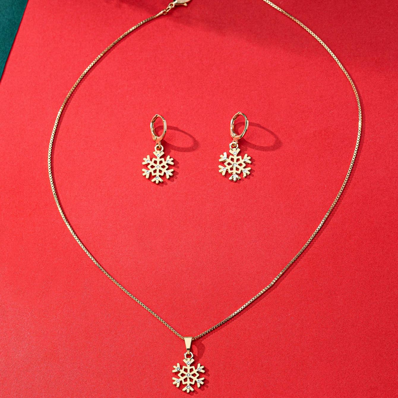 

Women s Jewelry Set Christmas Small Snowflake Casual Necklace Earring Set Suitable for Christmas Wear and Gift Giving