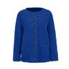 Women's Fashionable Solid Color Long Sleeved Single Breasted Pocket Round Neck Plush Jacket