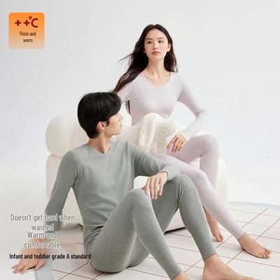 Women's Class A Pure Cotton Flannel Knitwear Set - 280g Warm & Comfortable Thickened Autumn Underwear
