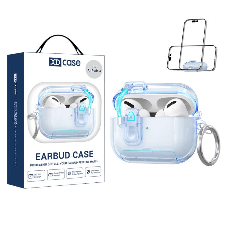 

For AirPods 4 XDcase Clear TPU Auto Pop-Up Earbud Case with Holder For AirPods 4 синій
