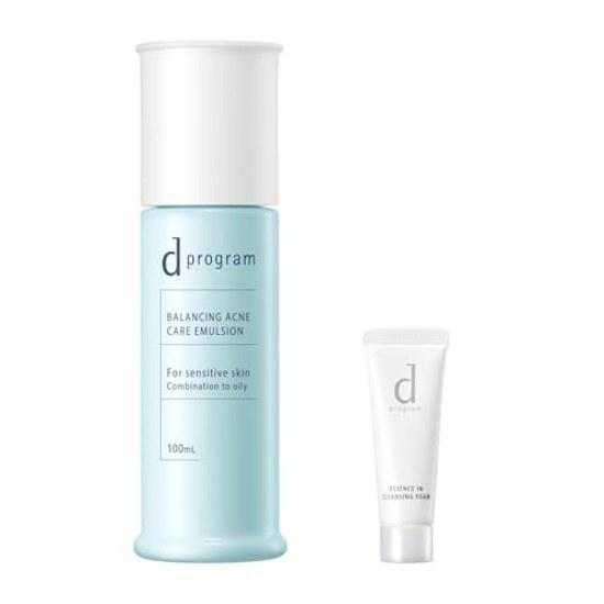 D Program Online Exclusive Kit Quasi-Drug Balance Acne Care Emulsion EX 100mL + Cleansing 20g Included Milk/Lotion Type Fragrance-Free Delicate Skin