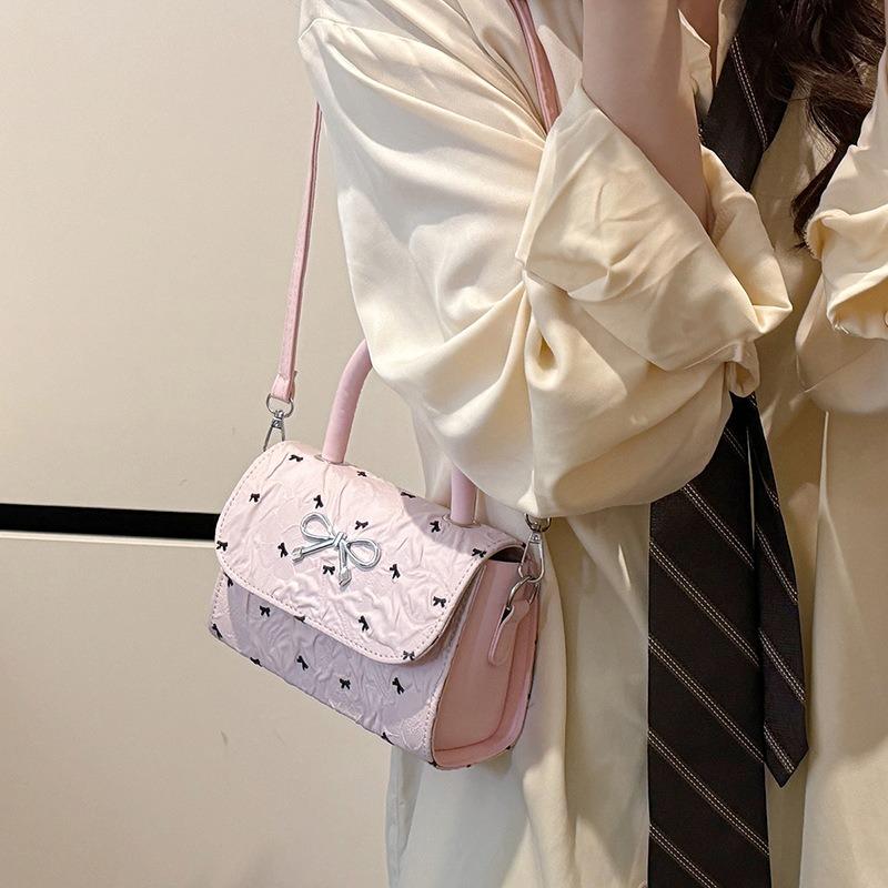 Bow printed bag women's new summer shoulder messenger bag high-end portable small square bag
