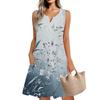 Women's Summer Casual V-Neck Floral Button Dress With Pockets