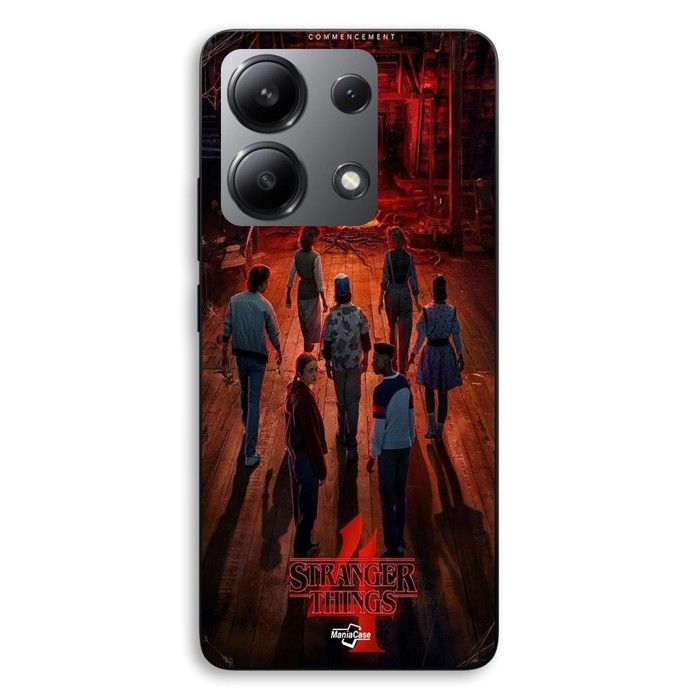 Coque de téléphone - MANIACASE - Xiaomi Redmi Note 13 4G - Silicone TPU - Noir - Stranger Things saison 4