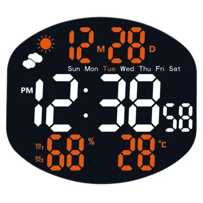 Multi-functional Large Display Digital Clock Remote Control Auto Dimming Wall-mounted Electronic Clock Two Alarm Set