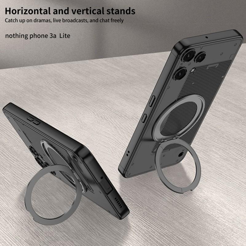 Nothing Phone 3a Lite Case With 360 Rotating Magnetic Stand Wireless Charging Compatible Shockproof Hard Shell Dual-Tone Design