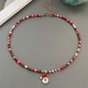 Christmas Necklaces for Women Girls Handmade Rice Beads X'mas Tree Santa Claus Snowman Gift Necklace Pendant New Year Jewelry