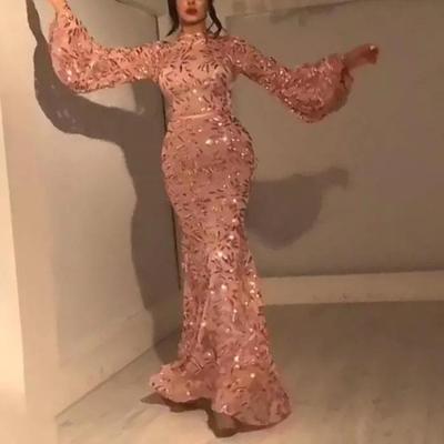 Spring and Summer New European and American Women's Clothing Sexy Petal Pendulum Banquet Gold Sprinkling Dress Dress Long Dress