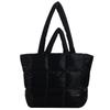 Women Cotton Padded Handbag Solid Color Checkered Quilted Handbag Large Capacity Casual Ladies Girls Trendy Bag