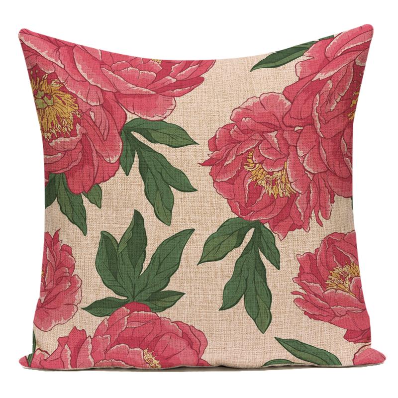 Polyester Cojines Decorativos Para Sofa Farmhouse Decor Flower Floral Pillow Cover Decorative Cushion Cover For Living Room