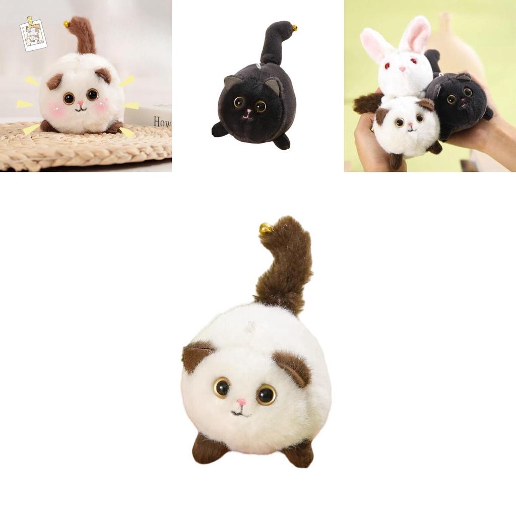 Adorable Cat Keychain Toy With Moving Tail Soft And Short Plush