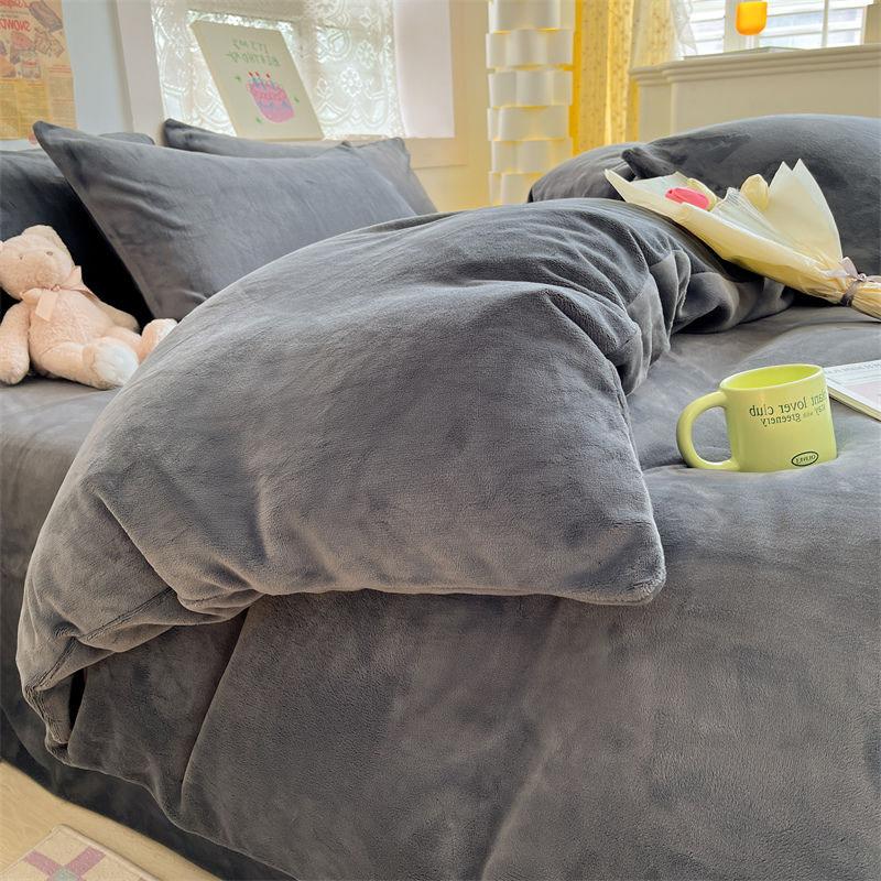

1 шт. Зимний теплый пододеяльник из кораллового флиса, пододеяльник серо-розового цвета, односпальный, двуспальный, двуспальный, королевского размера, одеяло, бархатное постельное белье 150x200cm(1pcs)