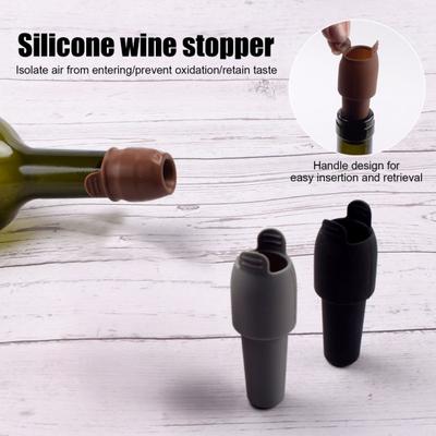4 Stück Silikon Weinstopfen mit Griff Auslaufsicher Lebensmittelqualität Universell Bier Champagner Glasflasche Verschluss Dichtungsabdeckung Küchenzubehör