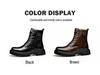 Men's Trendy Wool-Lined Cowhide High-Top Martin Boots with Side Zipper - Casual and Warm.
