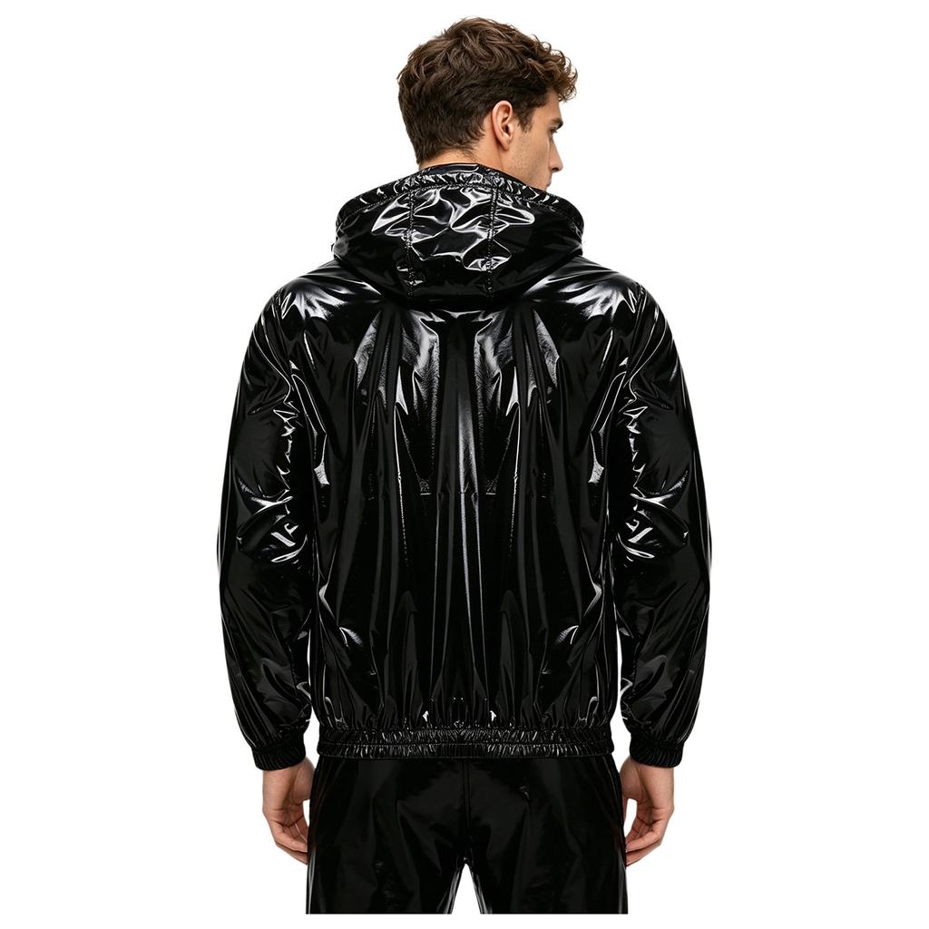 S-3XL Men Waterproof Hooded Jacket Long Sleeve Front Zip Up Drawstring Raincoat Windbreaker for Hiking Fishing Biking Outdoor