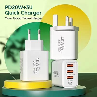 Caricabatterie USB di tipo C a 4 porte da 40 W, ricarica rapida 3.0, spina UE, ricarica rapida per iPhone, Samsung, Xiaomi, adattatore di ricarica PD per telefono cellulare