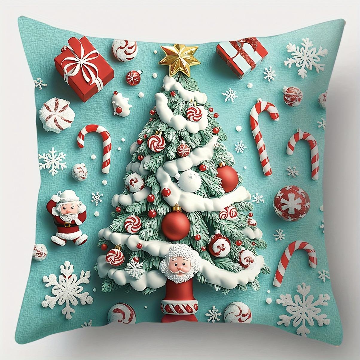 

Home Decor Christmas-Themed Patterns Cushion Cover Set Pattern Cushion Cover Suitable For Sofa Bedroom Car Pillow Cover 40x40cm