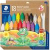 STAEDTLER 224 C18 Noris Junior Heavyweight Wax Crayons for Kids in 18 assorted colors in a cardbo...