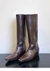 In Stock: Women's Coffee Brown Square Toe Boots with 5cm Hidden Heel - Stylish Autumn Design for Long, Straight-Looking Legs.