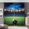 Blackout Flat Window Curtains Football Stadium Night Fans Cheering Green Field Polyester Festive Wall Decor Curtain Set Of 2 Made Washable