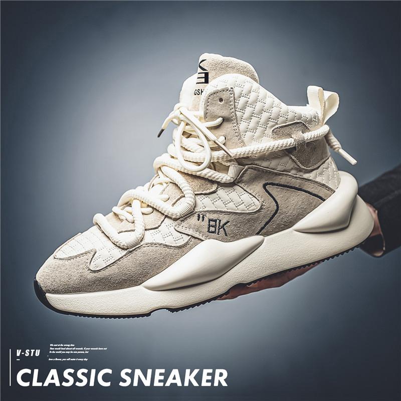 Hot sale Vintage Brown Men Fashion Sneakers 2024 Quality Men's High top Shoes Sneakers Designer Platform Sneakers Men zapatillas