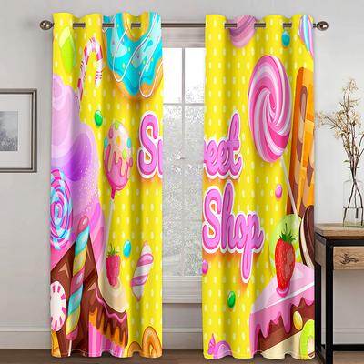 Pink Sweet Candy Ice-cream Girl Princess Window Area Curtain Panels In Kids Bed Chamber Living Room Hallway Treatments Kitchen Decor Drapes Blinds