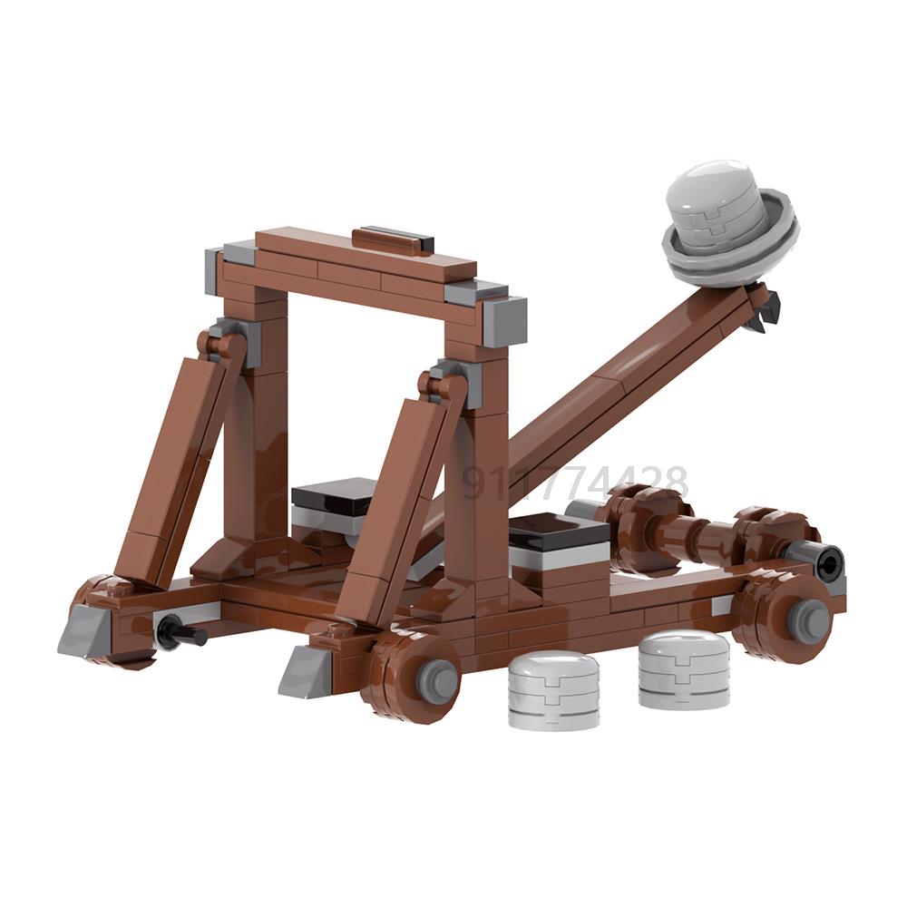 Military Series MOC Bricks Middle Ages WW2 Artillery Catapult Siege Compatible With Figures Adult Building Blocks Kids Toys Gift