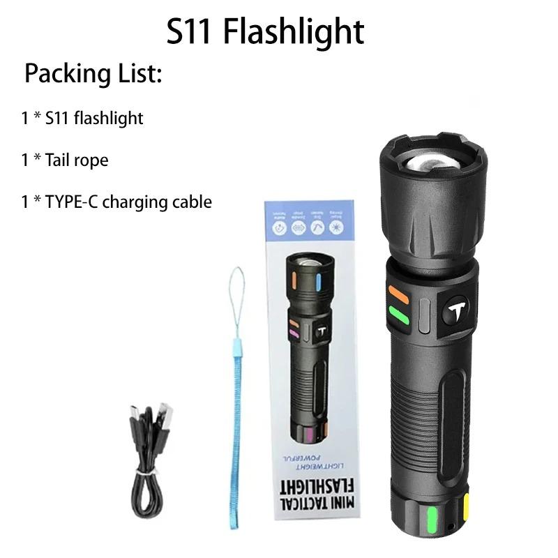 

NEW Powerful Small Flashlight High Power Rechargeable LED Flashlight 2000mah Built-in Battery Fluorescence ABS Portable Flashlight S11-1PC