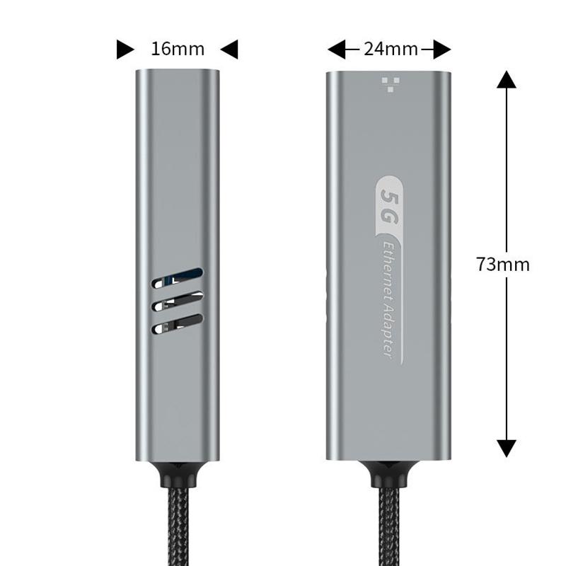 5Gbps USB na Ethernet adaptér pro notebookový počítač s čipsetem Rtl8157 5000Mbps USB3.2 na RJ45 síťový konvertor 5G 2.5G 1G 100Mbps