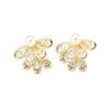 New Chinese lace half fan butterfly double pearl flower stud earrings femininity exquisite high-end earrings earrings