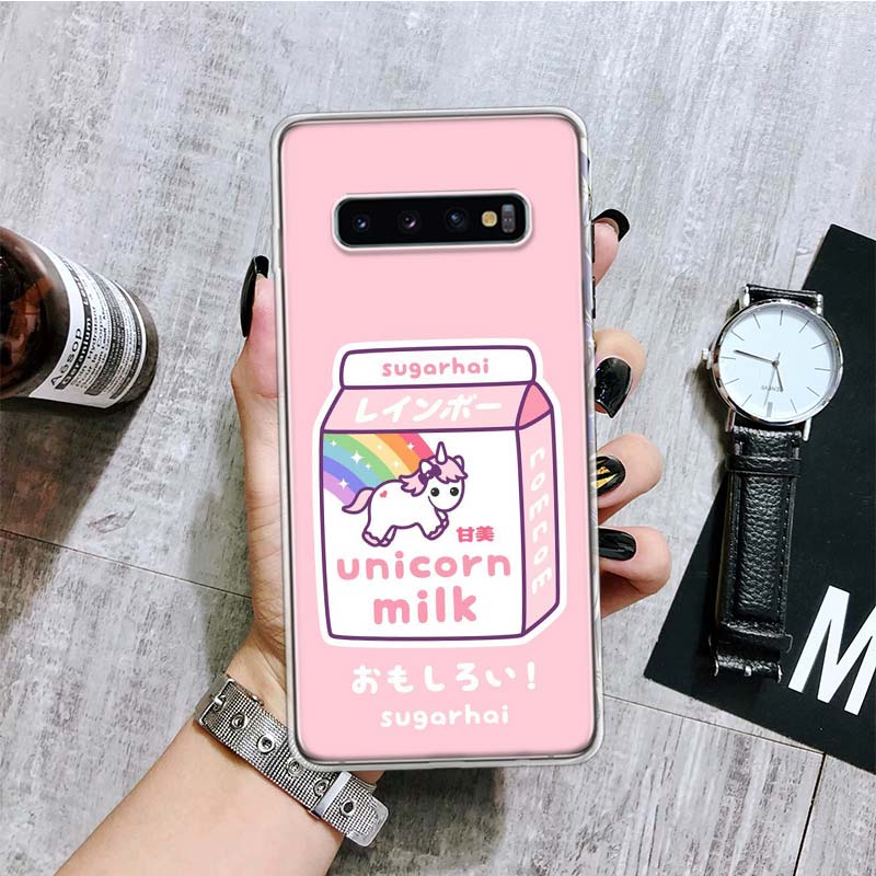 Kawaii Japanese Strawberry Milk Box Phone Case For Samsung Galaxy S26 S25 Edge S24 S23 FE S22 Ultra S21 Plus S20 + Fundas Cover