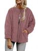 European & American Style Women's Cotton Stand-Up Collar Jacket 2025 – Solid Color, Loose Fit, Long-Sleeved with Pockets