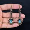 Rainbow Calsilika 999 Copper Wire Wrapped Earrings, Handmade Gemstone Jewelry Earrings For Memorial Day
