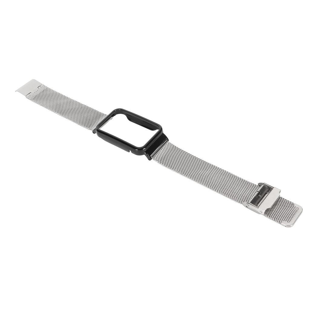 Stainless Steel Mesh Strap with Black Bumper Case Replacement Accessory Fit for Band 7 Pro