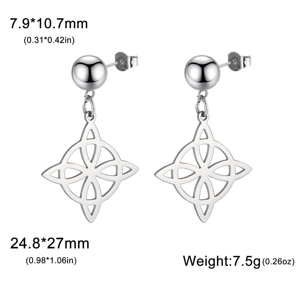 LIKGREAT Stainless Steel Witches Knot Stud Earrings for Women Irish Lucky Celtics Knot Amulet Earring Jewelry Gifts Wholesale