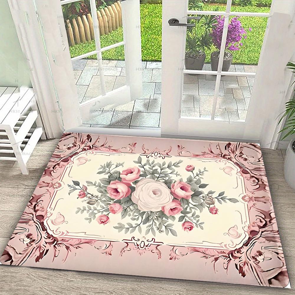 Floral Butterfly Welcome Carpet Mat Rug Daisy Magnolia Print Non-Slip Floor Decor for Home Entrance Home Decoration Welcome Mat