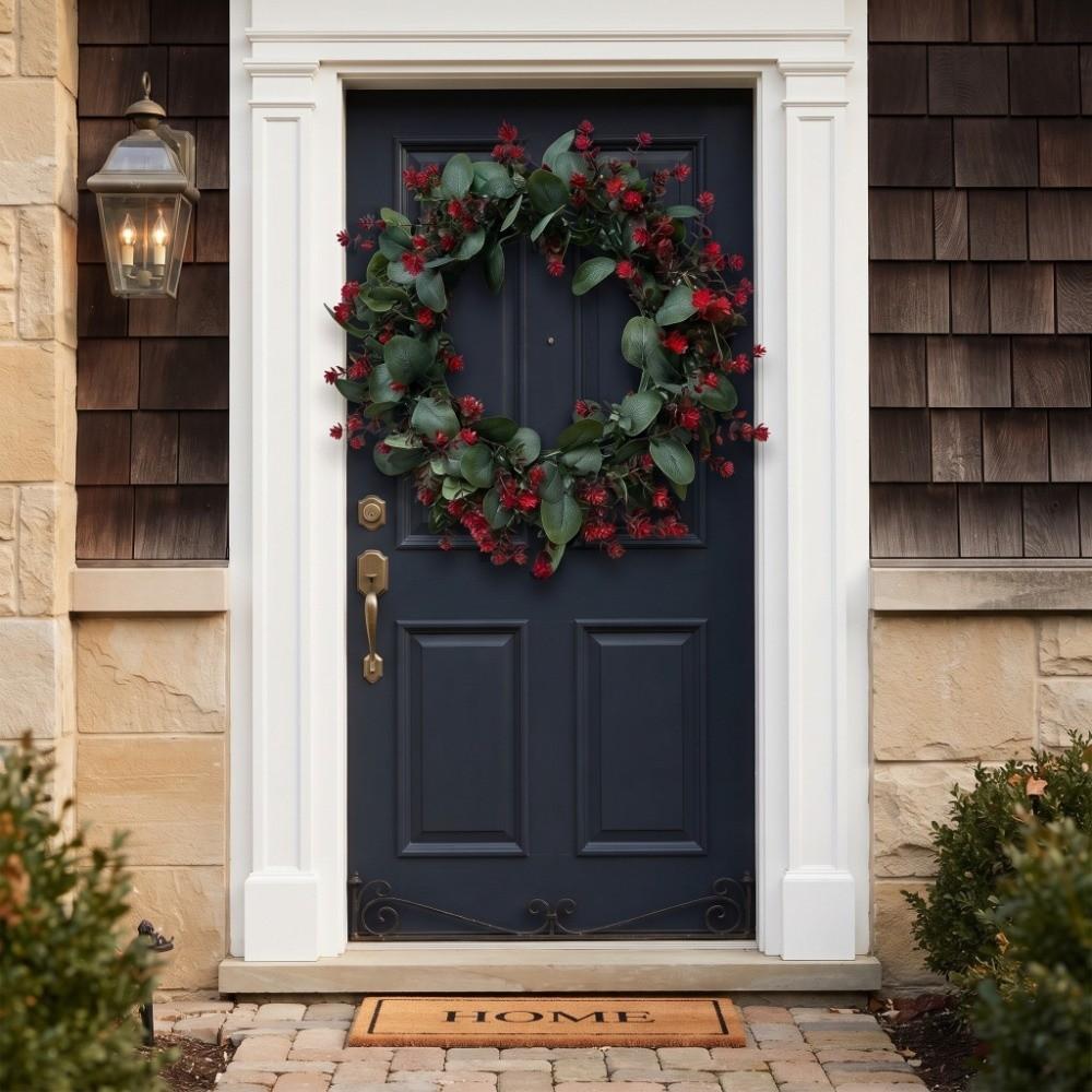 Red Berry Christmas Artificial Plants Decor Xmas Flower Wreath Christmas Home Decoration