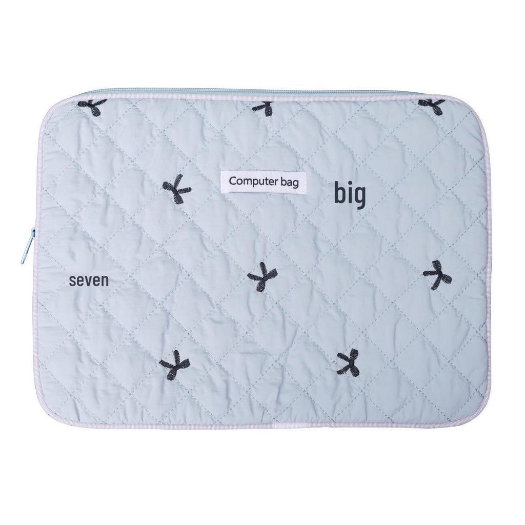 14-Inch Embroidered Bow Laptop Bag for Women - Thickened Cotton, Shockproof, Fits 11-Inch iPad & Keyboard