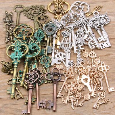 10 Renk DIY Steampunk Anahtar Kolye Uçları – Rastgele 30g, 50g, 100g Alaşım Takı Aksesuarları