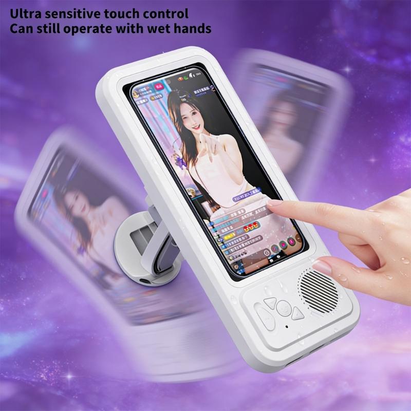 Waterproof Bluetooth-compatible Speaker Phone Holder For Shower With 360°Surround Sound Long Playtimes IPX4 Rate Bathroom Music Box