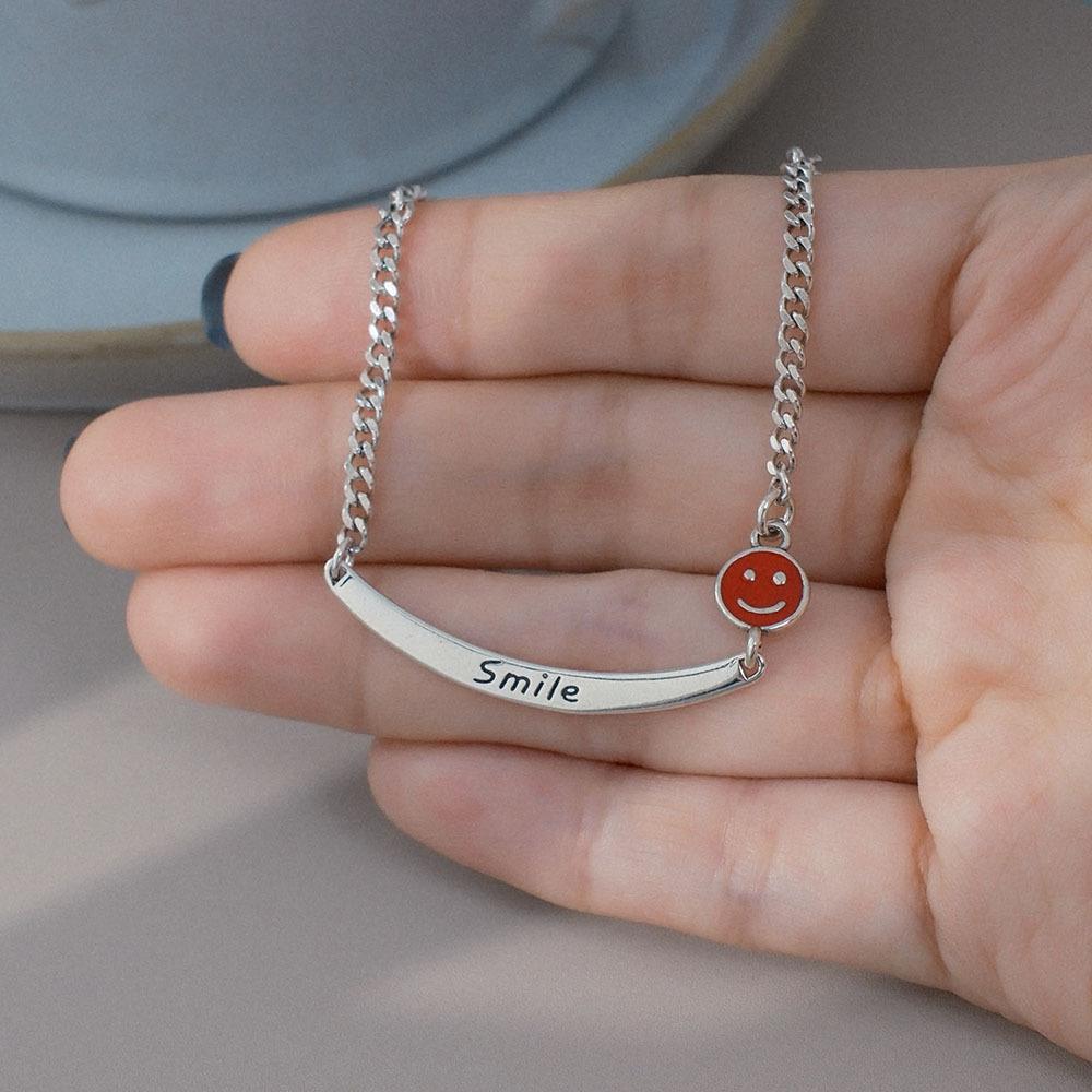 Niche High-End Enamel Drip Glaze Colored Smiley Face Necklace Female Personality Temperament Collarbone Chain Neck Chain