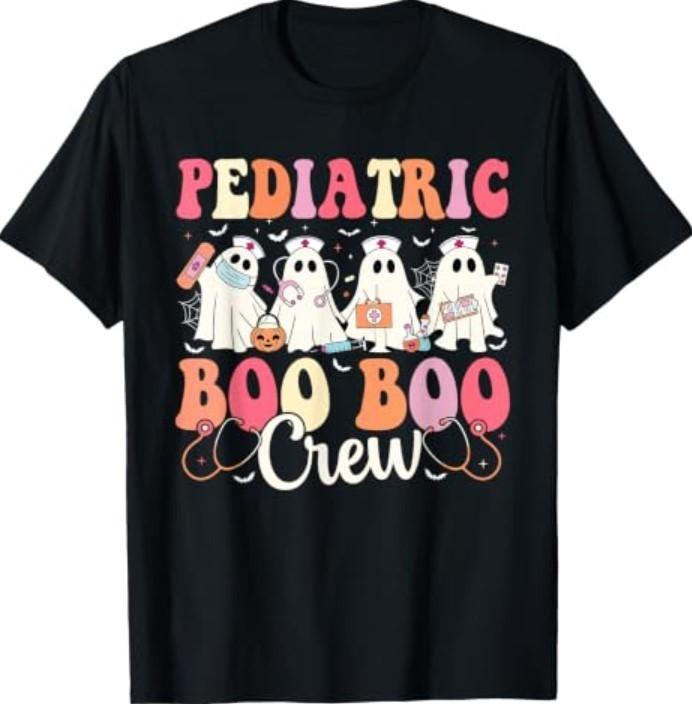 Pediatric Nurse Boo Boo Crew Ghost Nurse Halloween Costume T-Shirt