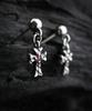 Sterlingworth Shiny Cross-D2 Natural Stone Sterling Silver Cross Earrings