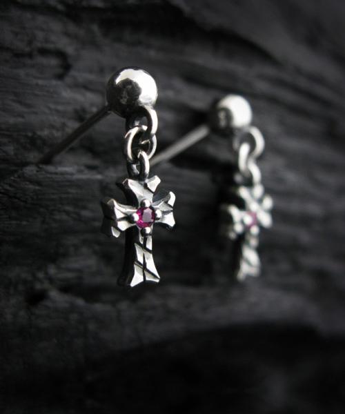 Sterlingworth Shiny Cross-D2 Natural Stone Sterling Silver Cross Earrings
