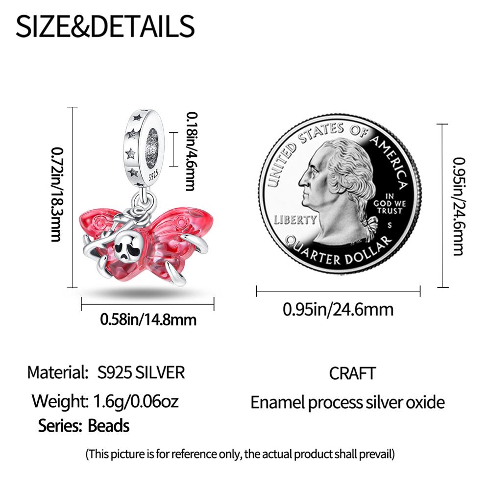 Originalcopper Charms Luxury Blood Night Butterfly Halloweenbeads Fit Bracelet Diy Women Making Delicate Gift